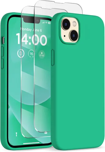 Vista 26 de Funda de silicona diseñada para iPhone 14 Plus, con 2 protectores de pantalla, funda protectora de cuerpo completo a prueba de golpes, funda delgada