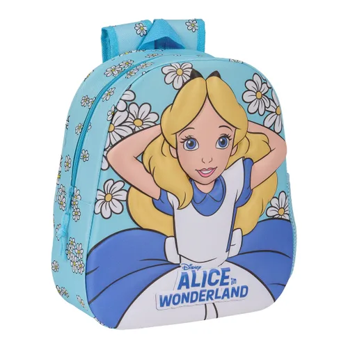 Vista 2 de Mochila Infantil 3D Clásicos Disney Alice in Wonderland Azul cielo 27 x 33 x 10 cm
