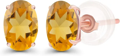 Vista 19 de Aretes de plata de ley 925 maciza chapados en oro de 0.276 x 0.197 in ovalados con piedra natal genuina para mujer, aretes de tuerca con piedras