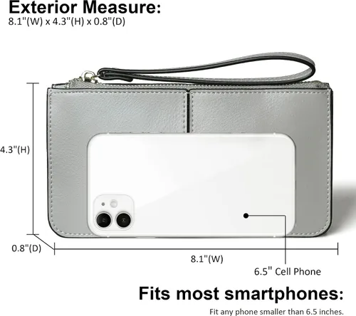 Vista 4 de Befen - Bolso clutch de mano de cuero con correa para teléfono celular, organizador de tarjetas