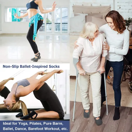 Vista 6 de Ozaiic Calcetines antideslizantes para yoga pilates barre fitness hospital para mujer