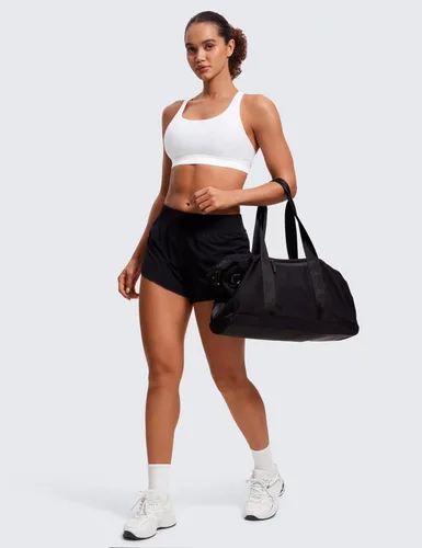 Vista 3 de CRZ YOGA Brasier deportivo con tirantes delgados para mujer, para fitness o ejercicio físico, brasier con relleno y espalda cruzada para yoga