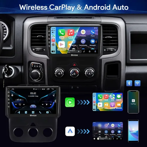 Vista 2 de Binize Android 13 - Estéreo para automóvil compatible con Dodge Ram 1500/2500/3500 Radio 2013 2014 2015 2016 2017 2018, unidad principal de radio