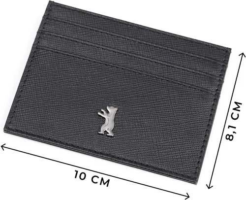 Vista 4 de BERLINER BAGS Funda de piel prémium para tarjetas, tarjetero con bloqueo RFID para hombres y mujeres, Negro -, Minimalista