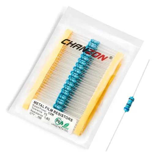 Vista 68 de Chanzon 100pcs 1/2W (0.5W) 1 Ω ohmios Resistencia fija de película metálica 0.01 ±1% Tolerancia 1R MF Orificio pasante Resistencias limitadoras