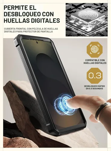 Vista 7 de SUPCASE - Funda para Samsung Galaxy S25 Ultra con protector de pantalla, color negro 2 Front Frames, Built-in Stand & Belt-Clip, Military-Grade