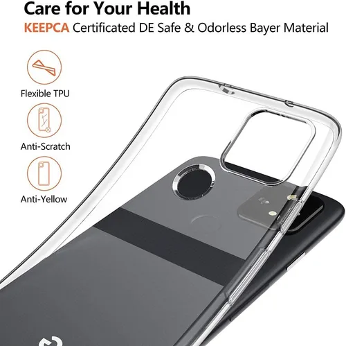 Vista 3 de Funda transparente para Google Pixel 4a 5G, no compatible con Pixel 4a, delgada, suave, silicona flexible, gel de poliuretano termoplástico, a