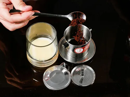 Vista 5 de Juego de filtros de café vietnamita También se le conoce como cafetera vietnamita o prensa extragrande, Acero inoxidable