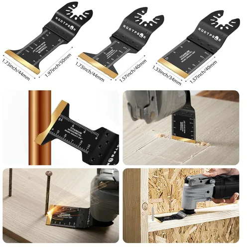 Vista 4 de 20 hojas de sierra oscilante de titanio, cuchillas oscilantes universales profesionales para uñas de metal, aluminio, cobre, metal y madera