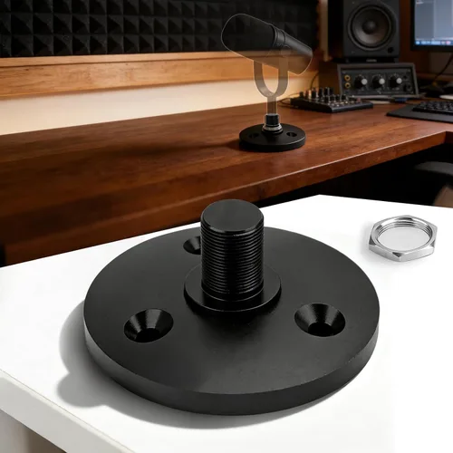 Vista 8 de Soporte de micrófono de escritorio para Shure MV7/MV7+, base de micrófono desmontable de perfil bajo premium con tuerca de bloqueo, soporte