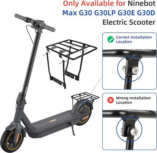 Vista 5 de Estante trasero compatible con Segway Ninebot Max G30 G30LP scooter eléctrico, accesorios de bastidor de carga, piezas de acero grueso diseñadas