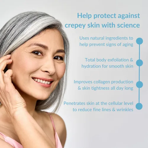 Vista 3 de Hygieia + Crepey Skin Crema hidratante y reafirmante de cuerpo completo – Tensa y suaviza la piel crepey – Hidratante antienvejecimiento con ácido