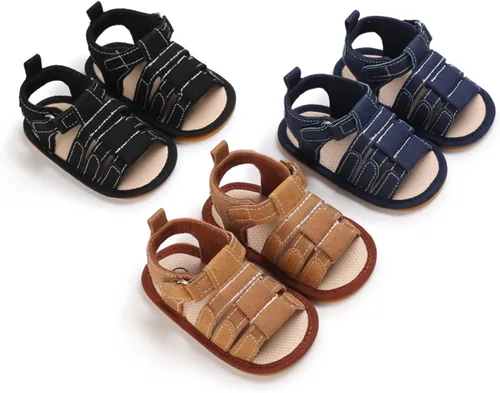 Vista 2 de myppgg Sandalias de verano antideslizantes de suela suave para bebés y niños y niñas, zapatos de cuna de algodón para niños pequeños primeros