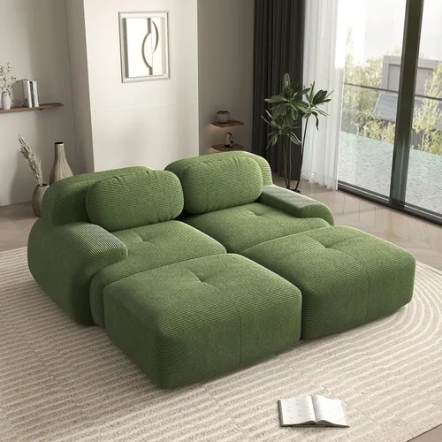 Vista 45 de Sofá biplaza moderno de 80 pulgadas para sala de estar, sofá de pana en forma de nube con asiento profundo, sofá modular negro, sofás de dos plazas