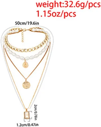 Vista 7 de Colgante de moneda de 2022 para mujer, collar de perlas y colgantes
