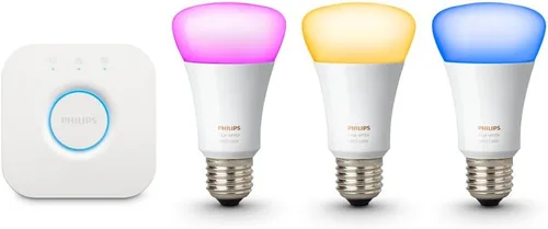 Vista 4 de Philips 456194 Hue White and Color Ambiance A19 Kit de inicio de bombilla de 2ª generación, funciona con Alexa