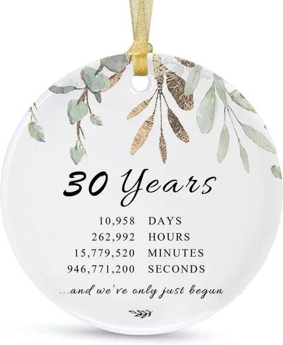 Vista 16 de Adorno de Navidad de aniversario de 10 años 2026, décimo para parejas, adorno de cerámica de diez años casados para decorar bodas en el hogar