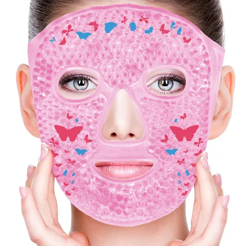 Vista 12 de Máscaras faciales frías, máscara facial de hielo, compresa fría y caliente, ojeras, hinchazón, migrañas y dolor de cabeza, enfriamiento