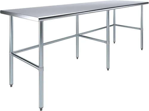 Vista 30 de Mesa de Trabajo de Acero Inoxidable con Base Abierta de 24" x 14" – Mesa Comercial Compacta Certificada NSF con Patas Galvanizadas para Cocinas