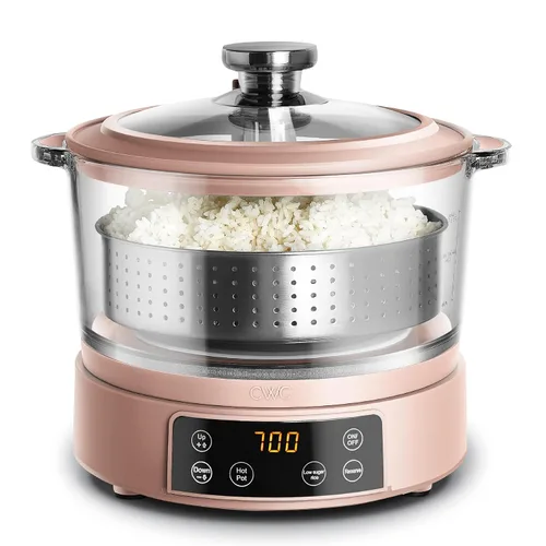Vista 13 de COOK WITH COLOR Olla de arroz de vidrio mini de 3L baja en carbohidratos – Contiene 2 tazas crudas/Produce 6 tazas cocidas con cesta de filtro