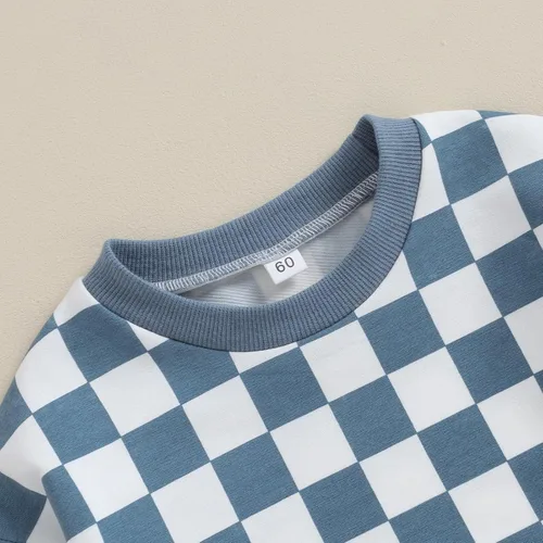 Vista 45 de Karuedoo Sudadera a cuadros para bebé niño y niña, mameluco de gran tamaño, manga larga, con burbujas, ropa neutra para otoño