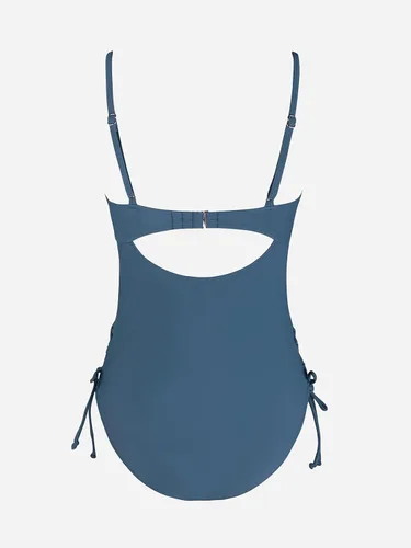 Vista 6 de CUPSHE Trajes de baño de una pieza para mujer, con cuello redondo, recortado en la espalda, gancho y cordón