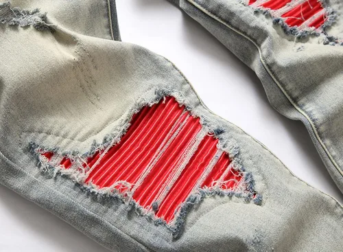 Vista 5 de OIIIO Jeans elásticos rasgados de ajuste regular para hombre