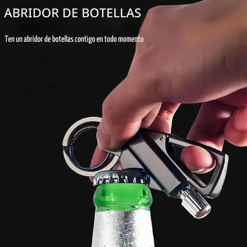 Vista 3 de Encendedor de llama permanente Infinity, llavero con abrebotellas multiusos, cerilla reutilizable, llavero de llama eterna para supervivencia al