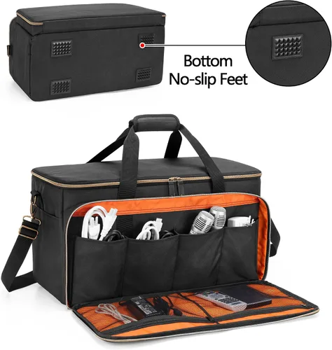 Vista 4 de Trunab Bolsa grande de viaje para archivos de cable de DJ con divisor interior desmontable y compartimento acolchado para laptop de 15.6 pulgadas