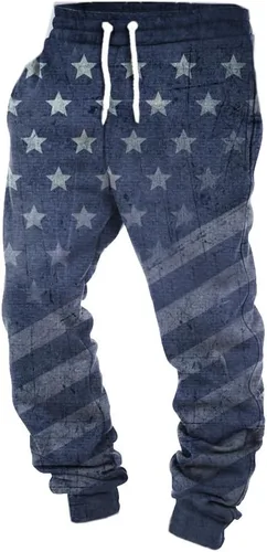 Vista 2 de Going Out Trousers for Mens USA Flag Pattern Pants Cinch Bottom Trendy Sweatpants Stars Stripes Printting Pants