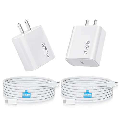 Vista 9 de Cargador de carga rápida para iPhone 17 16 15, paquete de 2 unidades, 20 W, USB C, cargador de pared de viaje, bloque de enchufe, cable de carga