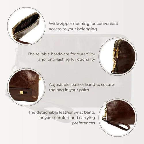 Vista 6 de Time Resistance Bolso de mano de cuero para hombre - Bolsa organizadora para hombres - Bolso de muñeca - Maletín hecho a mano en Italia - Caja
