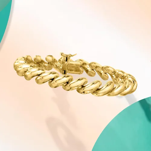 Vista 5 de Ross-Simons Italian 18kt Gold Over Sterling Silver San Marco Bracelet