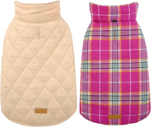 Vista 16 de Kuoser - Abrigo impermeable de invierno para perro, chaqueta reversible estilo británico, ropa para perro a cuadros, abrigo de nieve acogedor