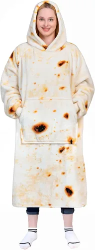 Vista 12 de Waitu - Sudadera tipo manta, para regalar a hombre o mujer, muy cálida y acogedora, gigantesca, con capucha, de gruesa franela, con mangas y un Negro