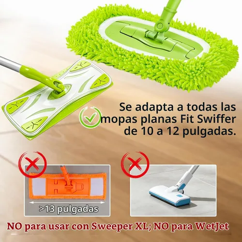 Vista 5 de Unoutur Paños de barrido en seco reutilizables de microfibra Compatibles con Swiffer Sweeper Mopa de limpieza con repuestos de almohadillas