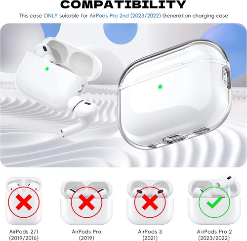 Vista 5 de Funda para Estuche de Airpods Pro de 2ª/1ª Generación, Compatible con Estuche de Airpods Pro de 2ª Gen Puerto de Carga USB C, Funda Suave