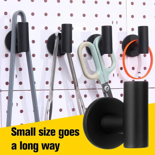 Vista 5 de Therwen Ganchos magnéticos negros de neodimio resistentes para refrigerador, puerta de metal, taquilla para colgar toallas, abrigos, bolsas