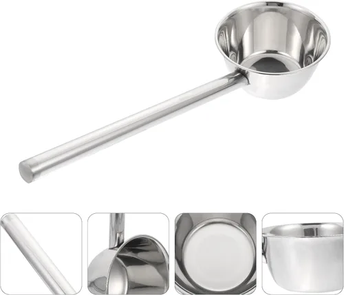 Vista 7 de Yardwe Cucharón de agua de mango largo de 18 pulgadas de acero inoxidable para cocina y jardinería, cuenco profundo, regadera para el hogar