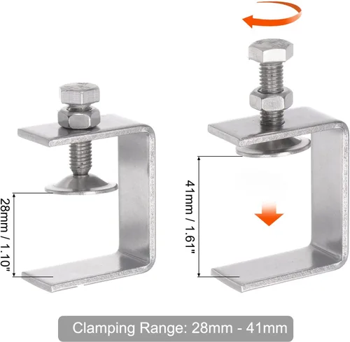 Vista 3 de uxcell Abrazadera en C de acero inoxidable con apertura de mandíbula de 1.811 in de ancho para carpintería Soldadura Edificio Montaje