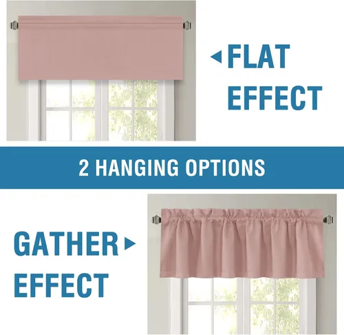 Vista 7 de H.VERSAILTEX Cenefas de cortina 100% opacas para ventanas, 2 paneles con aislamiento térmico, bolsillo para barra, pequeña cenefa corta para cocina