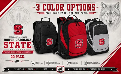 Vista 2 de Broad Bay Mochila NC State Wolfpack, Negro- gris, Mochila Nc State Official NC State Wolfpack Logo, Padded Laptop Computer Section, Premium 600