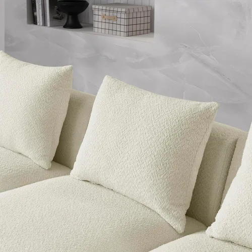 Vista 5 de Quarte Sofá seccional en forma de U, sofá modular con dos asientos individuales, dos sillas, combinación de bricolaje, tela de hilo en bucle Beige/5