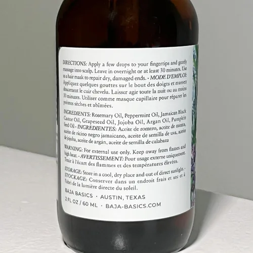 Vista 7 de Baja Basics Aceite de romero orgánico: crecimiento del cabello, hidratante para puntas abiertas y cuero cabelludo seco, fortalecimiento del cabello