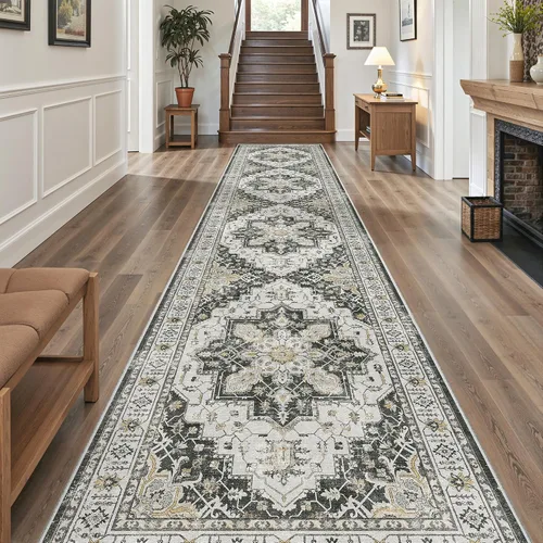 Vista 286 de Madane Alfombra lavable de 2 x 3 pies, alfombra de entrada pequeña, antideslizante, vintage, para entrada interior, alfombra de pelo bajo