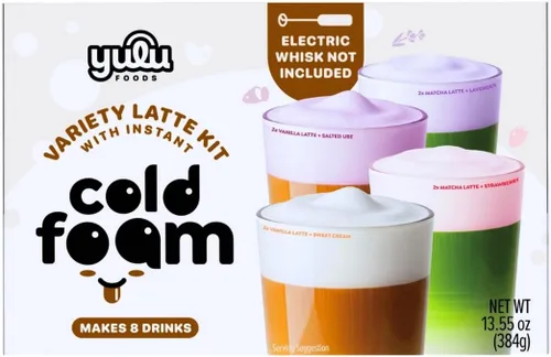 Vista 13 de YULU FOODS Palitos de espuma fría instantánea de lavanda (12 porciones, 8.47 oz) Espuma fría floral sin lácteos para café helado, té y matcha