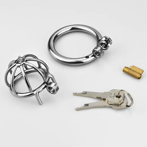 Vista 6 de Dispositivos de castidad masculina, jaulas para pene con cerradura de acero inoxidable, burlas, BDSM, restricción de bondage, juguetes sexuales