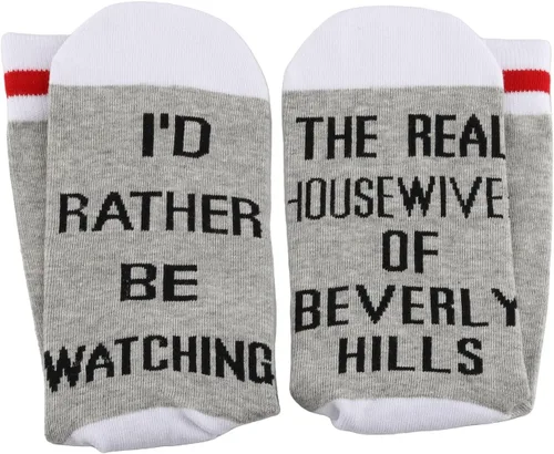 Vista 3 de 2 pares de calcetines inspirados en RHOBH I'd Rather Be Watching RHOBH TV Show Socks Housewives, regalo para amantes de las series de televisión