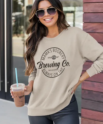 Vista 2 de KEKEMI Women's Crewneck Sweatshirt Long Sleeve Mama's Boobery Pullover Top Breast Feeding Graphic Sweater Brewing Co Shirt