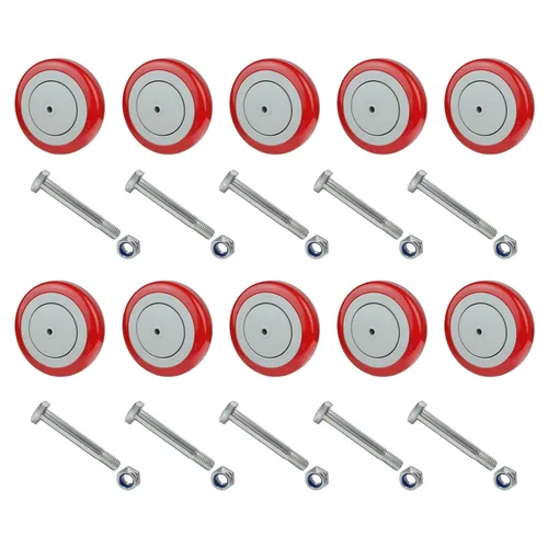 Vista 22 de Kit de Reemplazo de Rueda de Carrito de Compras de 5", Juego de 4 Ruedas Giratorias de Poliuretano, Ruedas con Eje de 3/8" de Diámetro